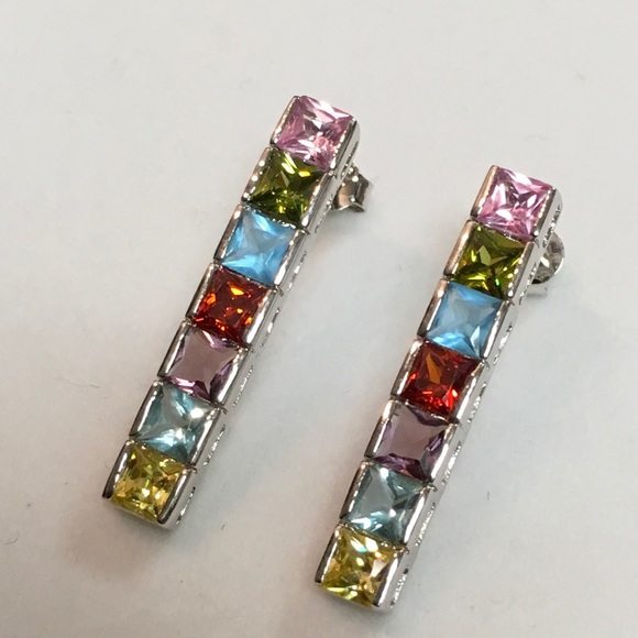 Jewelry - 925 RP Multi Gemstone Bar Earrings